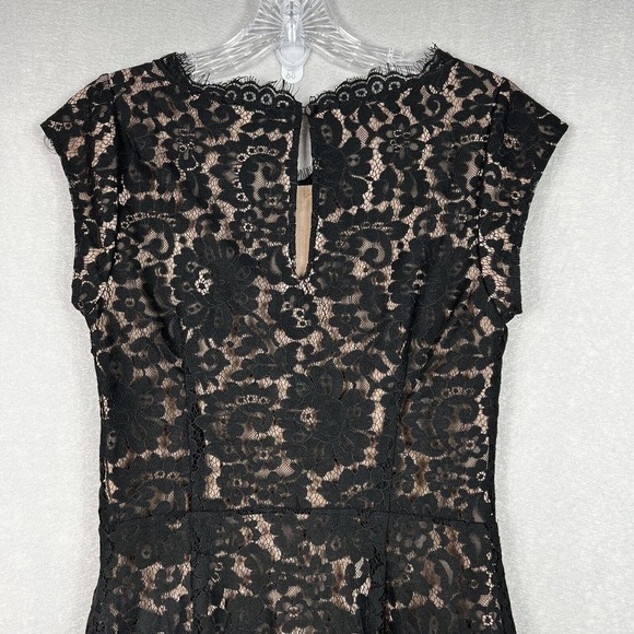 Joie Black Lace Maribeth Mini Dress XS Cap Sleeve Scallop Hem - Picture 13 of 14